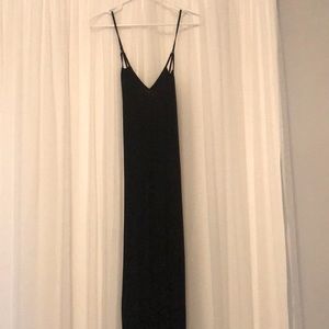 Solid black spaghetti strap maxi dress